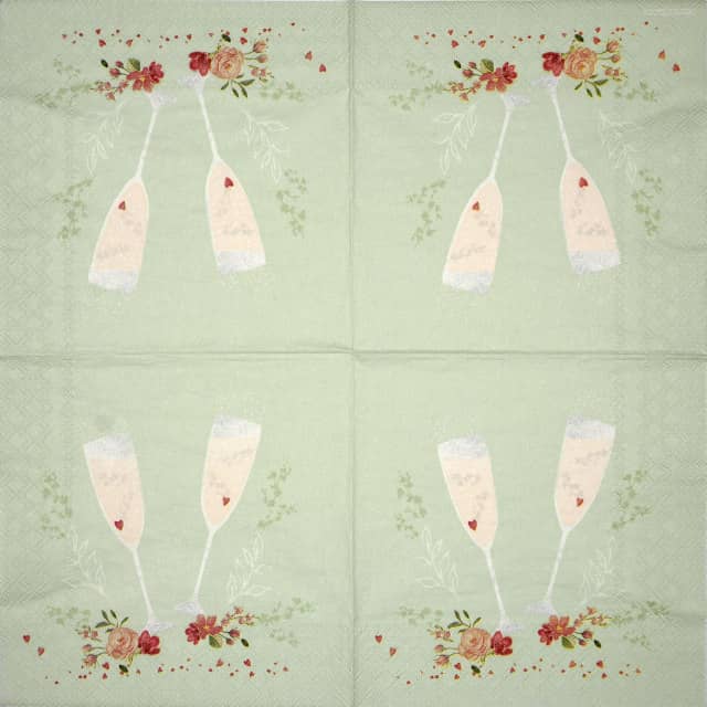 Paper Napkin - Champagne Glasses green