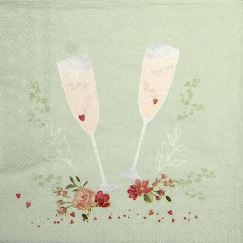 Paper Napkin - Champagne Glasses green