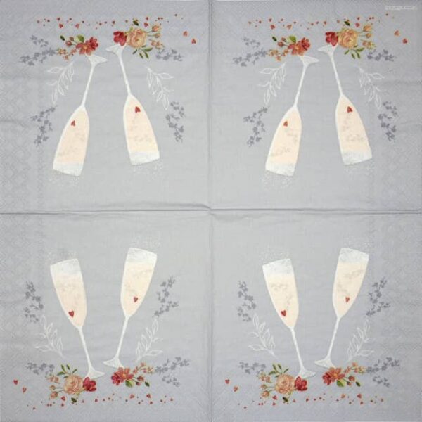 Paper Napkin - Champagne Glasses grey