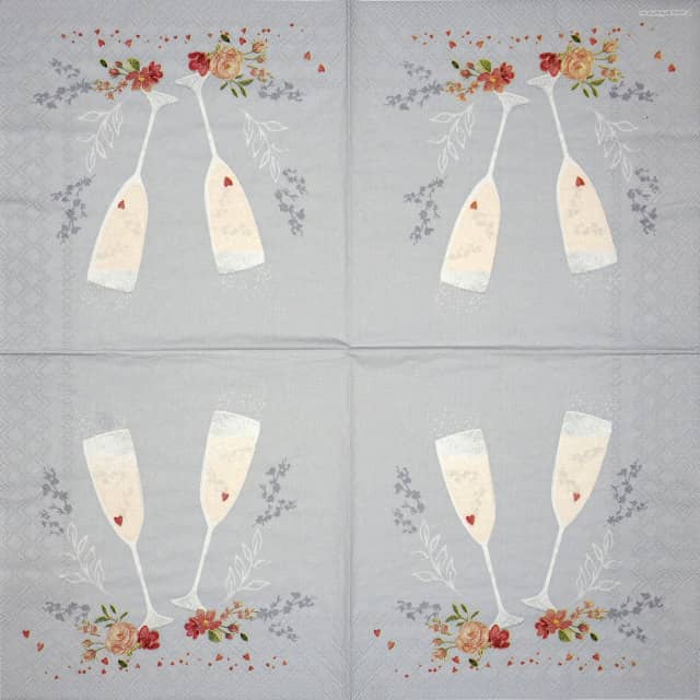 Paper Napkin - Champagne Glasses grey