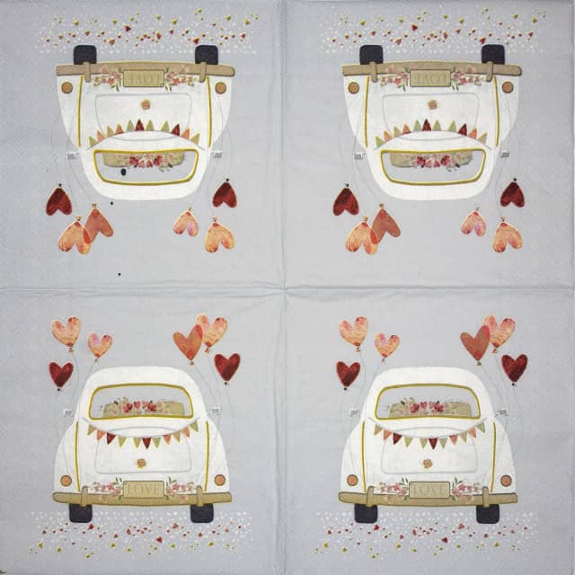 Paper Napkin - Just Married Car Grey