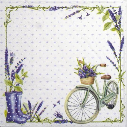 Paper Napkin - Lavenders and bike