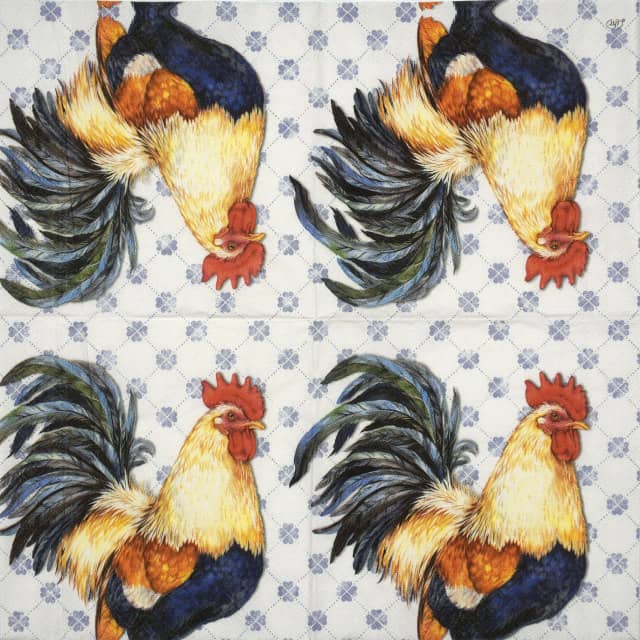 Paper Napkin - Rooster blue
