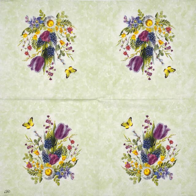 Paper Napkin - Loving Spring Wreath light green