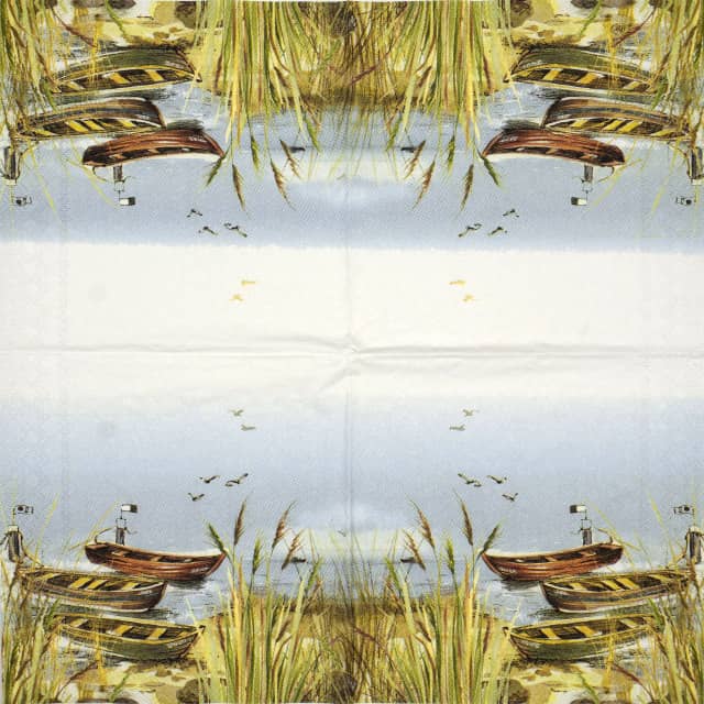 Paper Napkin - old boat on the riverbank