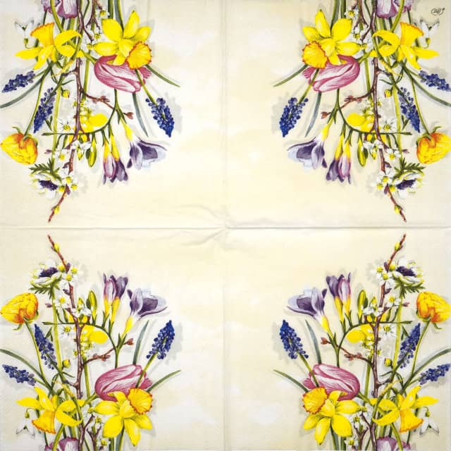 Paper Napkin - Spring Flowers cream