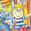 a child with a crown and balloons