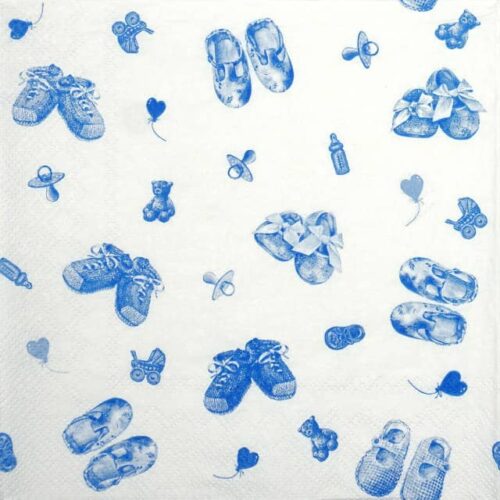 Paper Napkin - Baby shoes allover light blue