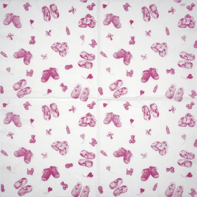 Paper Napkin - Baby shoes allover light rose