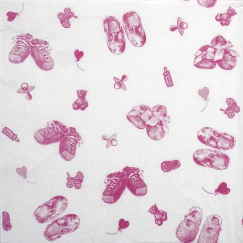 Paper Napkin - Baby shoes allover light rose