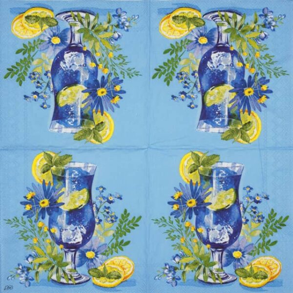 Paper Napkin - Lemon cocktail blue