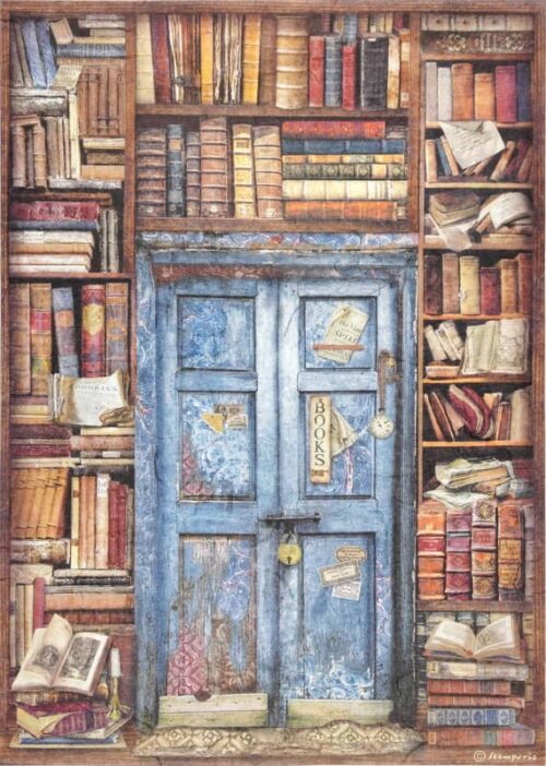 Stamperia Rice Paper A4 - Vintage Library Door DFSA4753