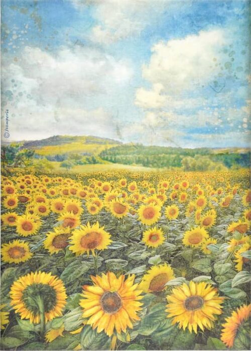 Stamperia Rice Paper A4 - Sunflower Art Landscape DFSA4770