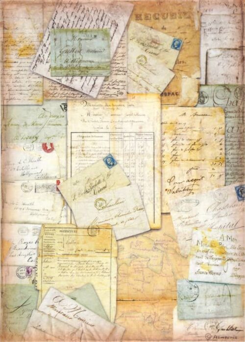 Stamperia Rice Paper A4 - Around the World Letters DFSA4777