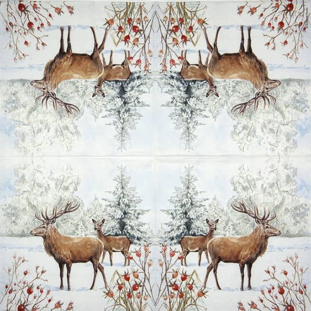 Paper-napkin-Ambiente-deer-in-snow-33314655