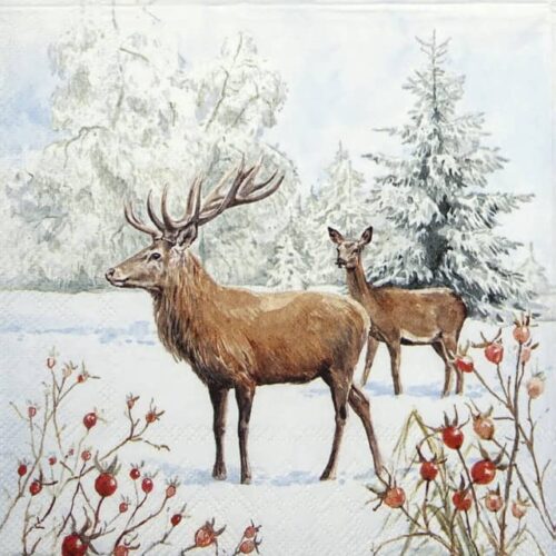 Paper Napkin - Deer in Snow