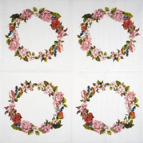 Single Decoupage Napkin - Romantic Wreath - Image 2