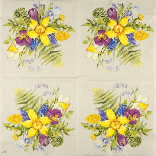 Cocktail Napkins - Flower Love linen (20 pieces) - Image 2