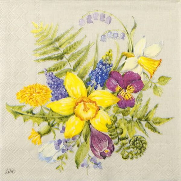 Cocktail Napkins - Flower Love linen (20 pieces)