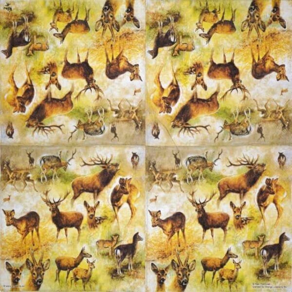 Single Decoupage Napkin - Collage of deers - Image 2
