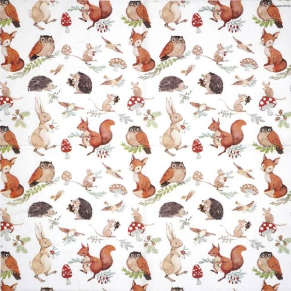 Paper Napkins - Woodland animals (20 pieces) - Image 2