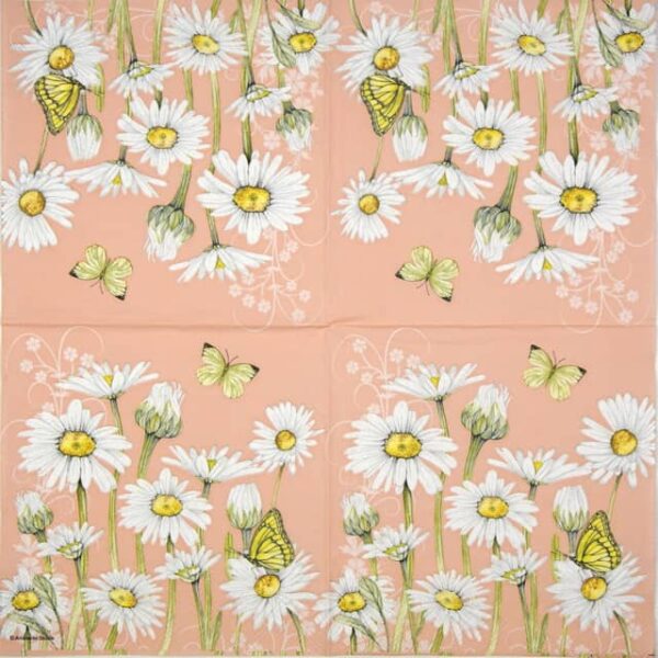 Cocktail Napkin - Daisy coral - Image 2