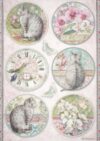 Stamperia Rice Paper A4 - Orchids And Cats - 6 Rounds - DFSA4849