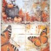 AB Studio Decoupage Rice Paper  A/4 - Autumn Butterflies, Leaves & Pumpkins - 379MV
