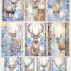 AB Studio Decoupage Rice Paper A/4 - Vintage Stag Winter Scenes - 2449