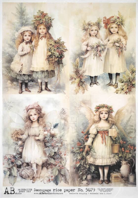 AB Studio Decoupage Rice Paper A/4 - Angelic Floral Harmony - 5679