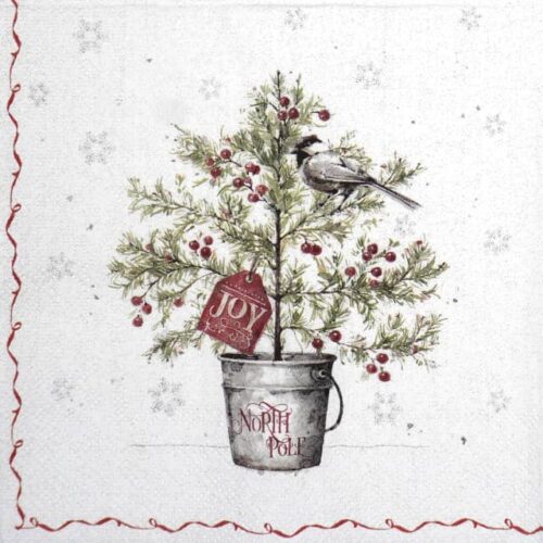 Paper Napkin - Christmas Tree Present cream
