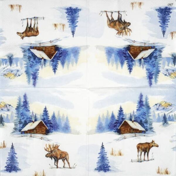 Cocktail Decoupage Napkin - Elk landscape - Image 2