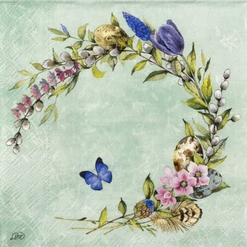 Paper Napkins - Floris Wreath mint (20 pieces)