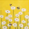 Vintage-style napkin with daisies and bees on a cream background – perfect for floral decoupage crafts