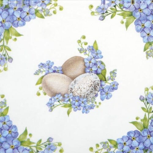 Paper Napkin - Easter Lamb with Blue Flowers