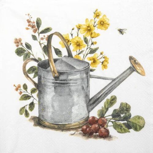Cocktail Decoupage Napkin - Garden Watering Can