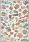 Stamperia Rice Paper - Art of Travelling - Labels