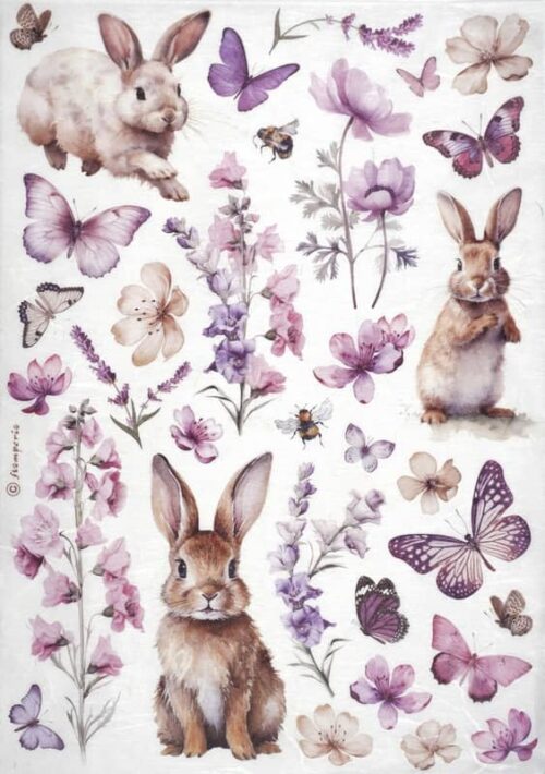 Stamperia Rice Paper A4 - Bunny and Butterfly -