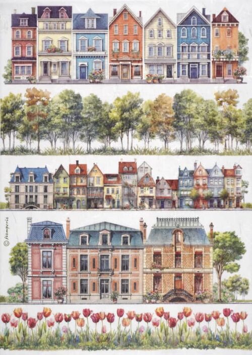Stamperia Rice Paper A4 - Houses