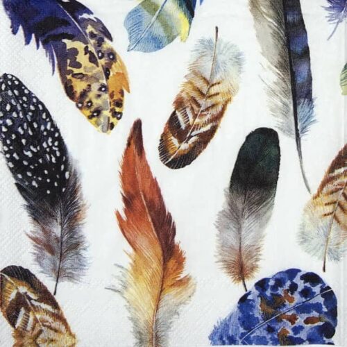 Cocktail Decoupage Napkin - Modern Feathers