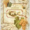 Vintage decoupage rice paper featuring golden grapes, a Tuscan villa, and Italian wine labels like 'Vino di Toscana'.