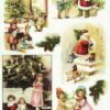 Vintage decoupage rice paper with Victorian Christmas scenes, Santa Claus and children