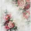 Vintage style decoupage rice paper with delicate pink and red rose bouquets on a soft, misty background.